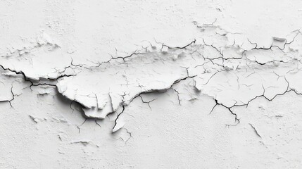 Obraz premium Textural black silhouette of a tree branch through a hole in a cracked wall, a grunge nature design illustration.