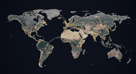 Global connections, world map, network