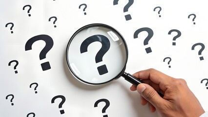 Finding answers A quest for clarity with a magnifying glass amidst a sea of perplexing questions on