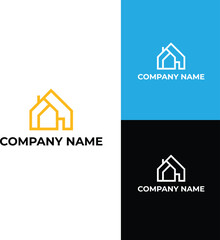 Modern Real Estate Logo Design with Geometric Buildings
