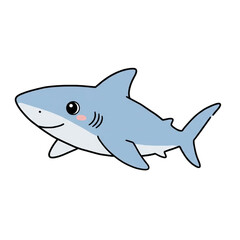 Cute Cartoon Shark Illustration on White Background