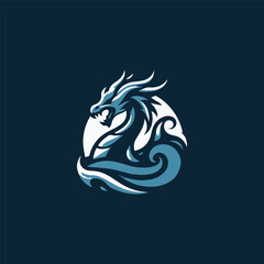 Mythic Wave Dragon Logo