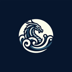 Mythic Wave Dragon Logo