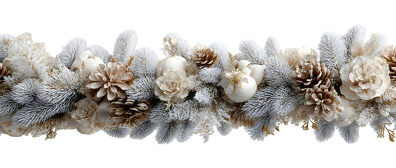 Elegant Winter Garland White Gold Decor Festive Ornament,