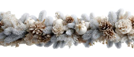 Elegant Winter Garland White Gold Decor Festive Ornament,