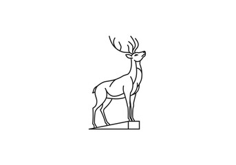 Elegant Line Art Depicting a Majestic Deer Gazing Upward with Antlers