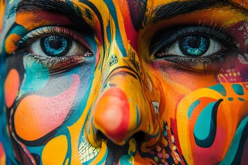 Graffiti on the face of woman