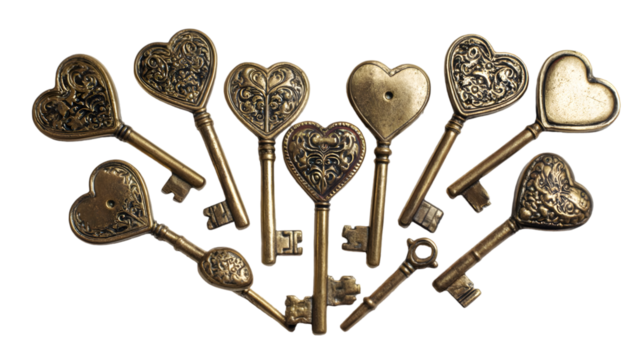 Antique heart-shaped keys