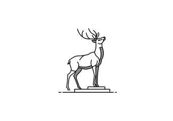 Stylized Deer Illustration with Antlers on a TwoTiered Base