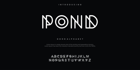 POND Abstract Fashion font alphabet. Minimal modern urban fonts for logo, brand.  vector illustration.
