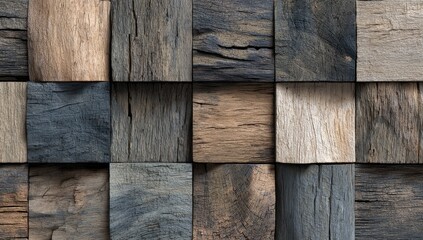 Wooden square blocks wall