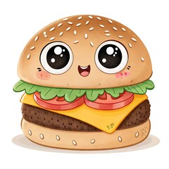 cartoon hamburger on white background