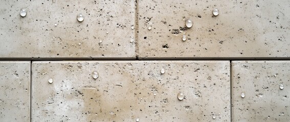 Beige stone tiles with water droplets
