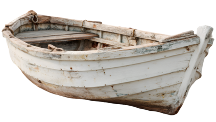 Small rustic boat weathered paint aged