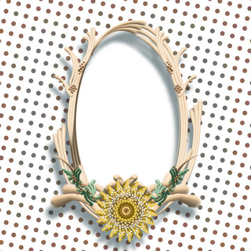 Slim Oval wood Frame with Mandora Sunflower Accent.