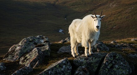 Obraz premium Majestic Mountain Goat on Rocky Peak