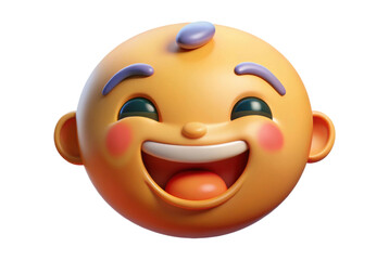 Naklejka premium PNG Cheerful cartoon baby face with bright smile and playful expression