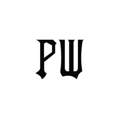 PW monogram logo design letter text name symbol monochrome logotype alphabet character simple logo