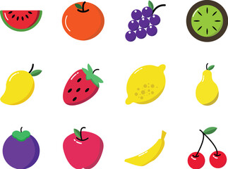 Colorful Fruit Icons Collection vektor