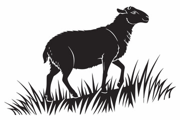 grass up sheep animal  silhouette vector