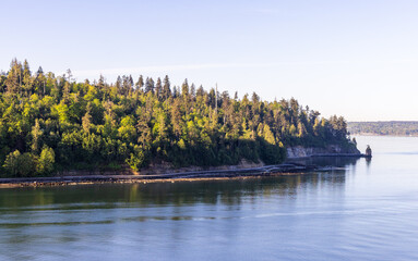Fototapeta premium Scenic Forest and Ocean View at Stanley Park, Vancouver, BC, Canada