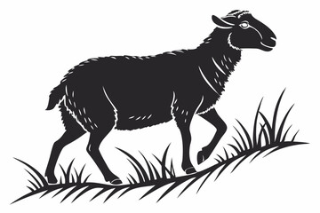 grass up sheep animal  silhouette vector