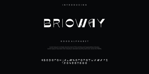 BRIOWAY alphabet. Typography typeface uppercase lowercase and number. vector illustration