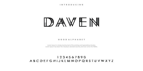 DAVEN Abstract Fashion font alphabet. Minimal modern urban fonts for logo, brand.  vector illustration.
