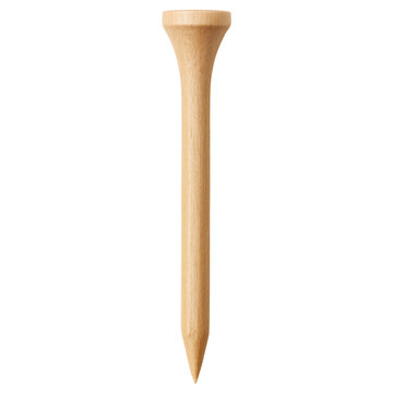 Single wooden golf tee isolated transparent background close up studio shot