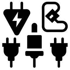 Obraz premium Collection of electrical plug and power icons