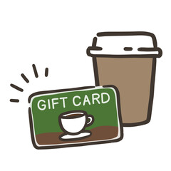 ギフトカードとドリンクカップのイラスト