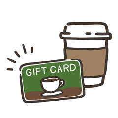 ギフトカードとドリンクカップのイラスト