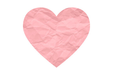 Fototapeta premium pink crumpled paper heart heart sticker isolated on transparent background