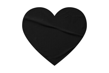 black crumpled paper heart heart sticker isolated on transparent background