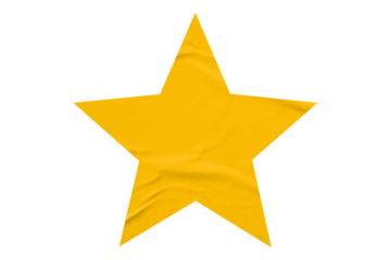 Crumpled yellow star pattern stickers, separated on a transparent background.