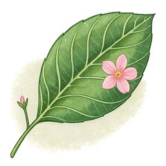 pink flower with green leaves