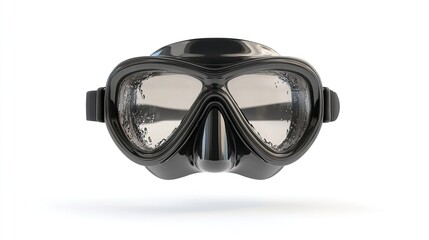 Black scuba diving mask with condensation