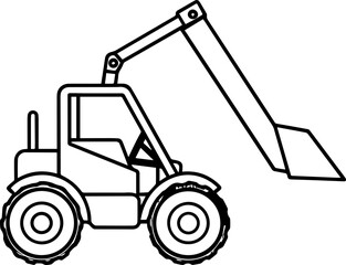 Naklejka premium excavator outline line art illustration, coloring book page
