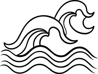 wave outline line art illustration, coloring book page
