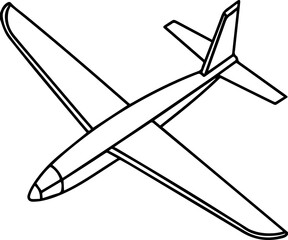glider outline line art illustration, coloring book page