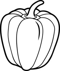 bell pepper outline line art illustration, coloring book page