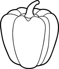bell pepper outline line art illustration, coloring book page