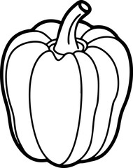 bell pepper outline line art illustration, coloring book page
