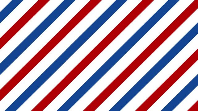The background of the barbershop is red and blue stripes moving on a white background. 4k