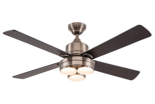PNG Modern ceiling fan with four blades and integrated lights