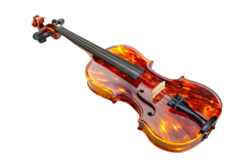 PNG Elegant classical acoustic violin with warm wood finish and subtle highlights