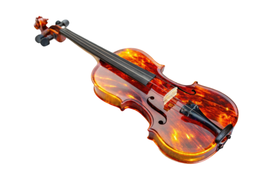 PNG Elegant classical acoustic violin with warm wood finish and subtle highlights