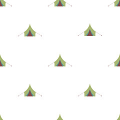 Seamless pattern of camping tents on a white background for travel