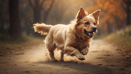 Naklejka premium A dog chasing its tail 