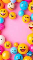 Custom AI Model Colorful Emoji Balloons Joyful Smiles Happy Party Celebration